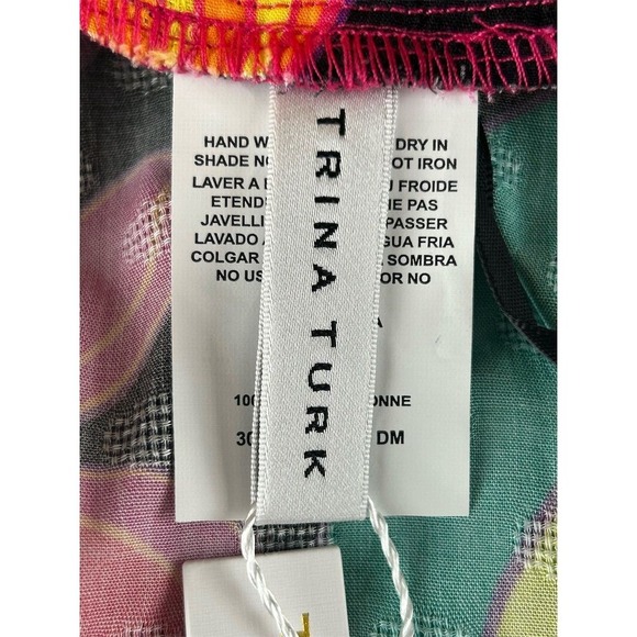 NEW Trina Turk Floral Kimono Swim Cover Up Pom Pom Trim OSFM Multicolor - Picture 4 of 9